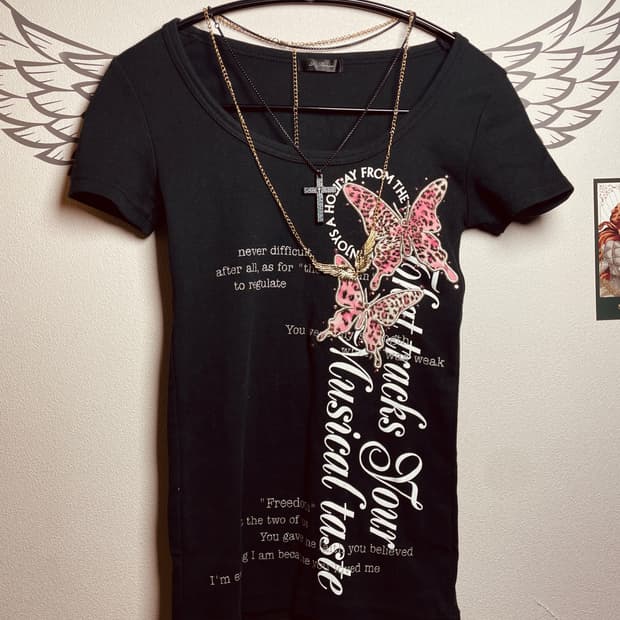 빈티지 SKY BOMBER 레오파드 나비 반팔티