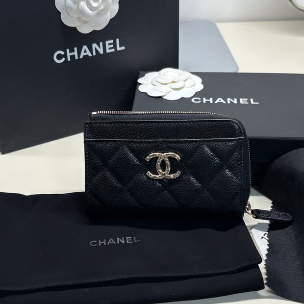 샤넬 캐비어 지퍼카드지갑