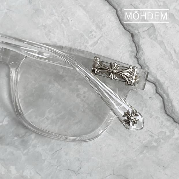 [Unsex] 크롬 투명뿔테 안경 아이웨어