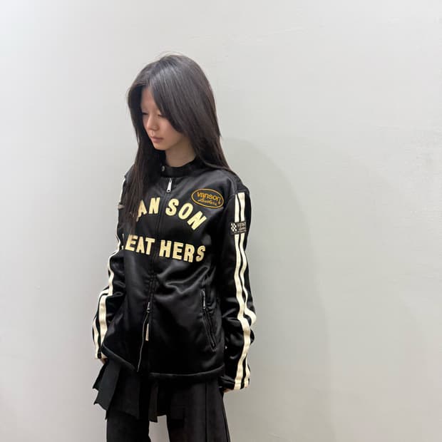 밴슨 로고 디테일 바이커 자켓