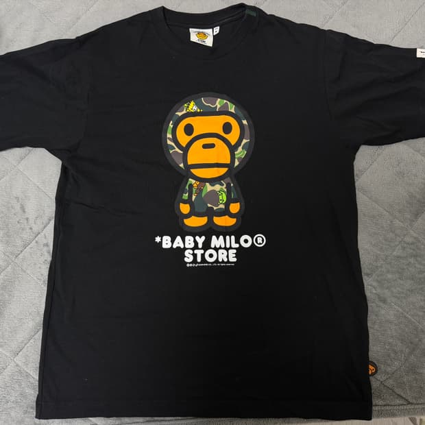 (W) 베이프 마일로 레귤러 핏 티셔츠 블랙