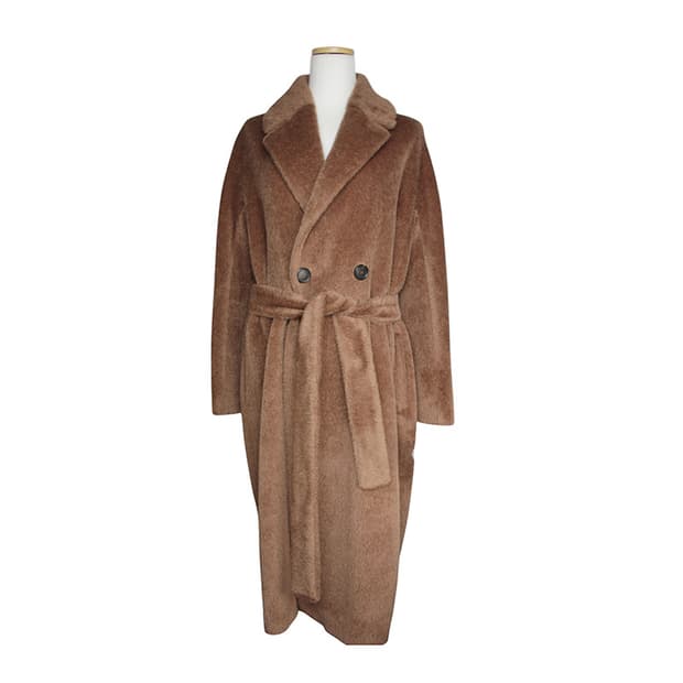 막스마라 브라운 알파카 혼방 벨티드 코트 44