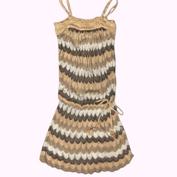 beige pattern crochet dress