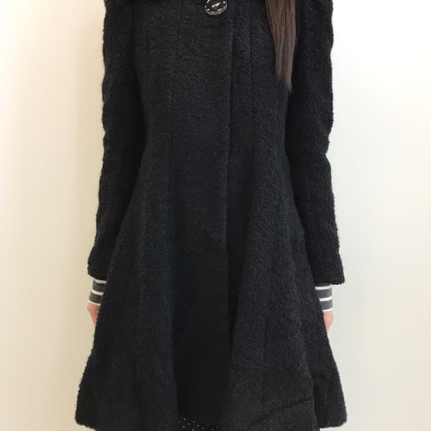 Jpn Black Wool Bouclé Long Coat