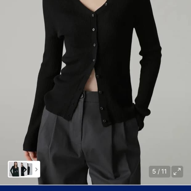 무탠다드 우먼즈 리브드 슬림 가디건 [블랙] 