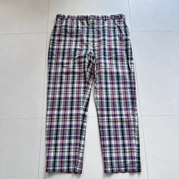 90s 폴로 랄프로렌 마드라스 체크 신치백 코튼 팬츠 38x30