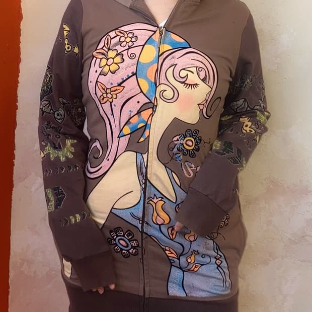 jpn y2k 소녀 후드 투웨이 집업