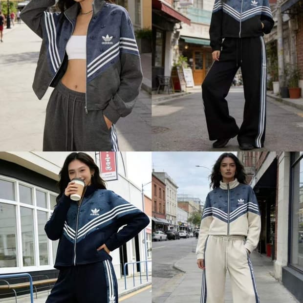 아디다스 데님 빅토리 삼선 세트