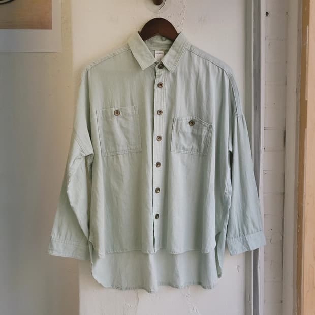 Murua 민트그린 브론즈버튼 셔츠