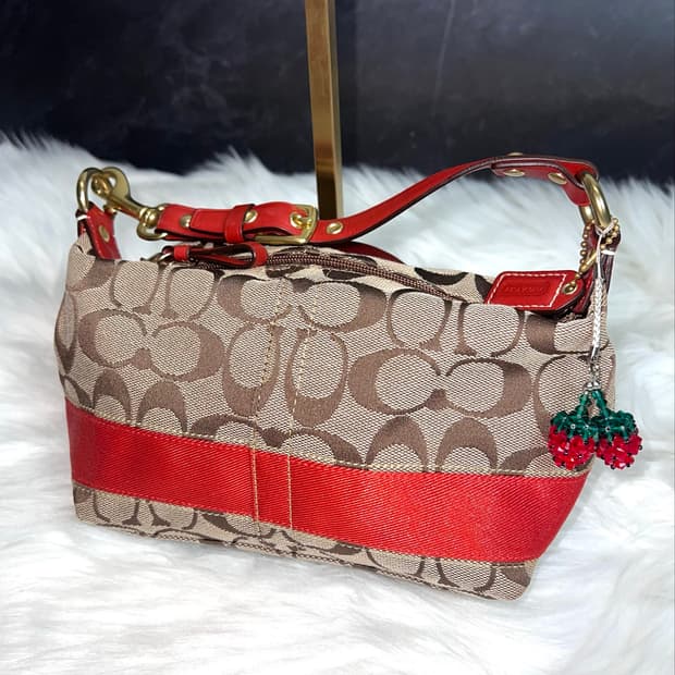 Rare Coach Sunset Red Signature Jacquard