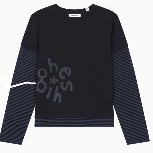 오헤시오 레이어드 스트라이프 티