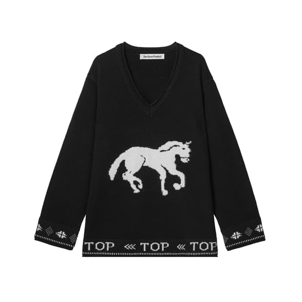 더오픈 프로덕트 홀스 브이넥 니트