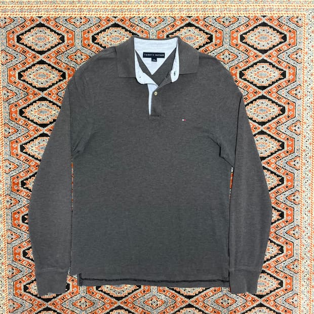 타미힐피거 그레이 긴팔 카라티셔츠 남성M