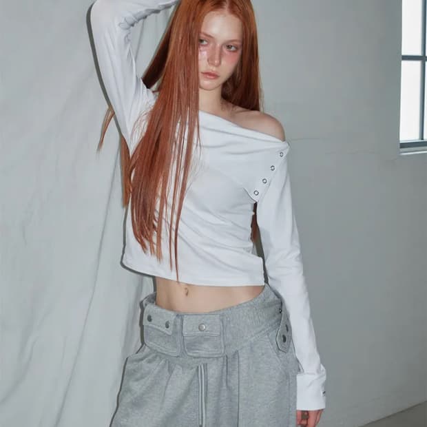 Snap Off Long Sleeve Tee White (1회착)