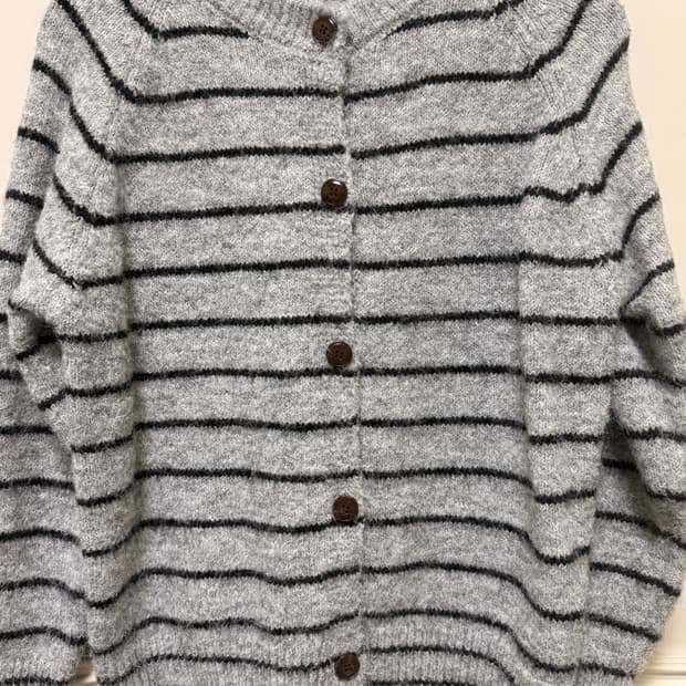 빈티지 미코 가디건 스트라이프 그레이