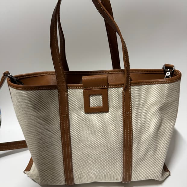 루즈앤라운지 아이보리 캔버스 토트백