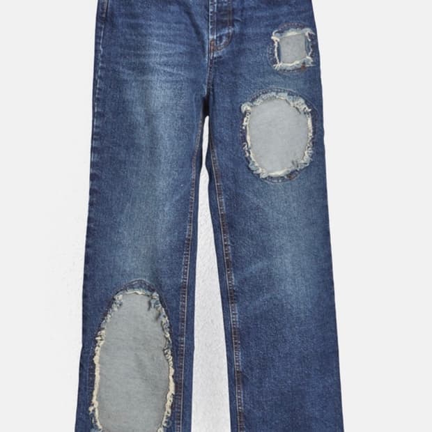 (W)Multi-Circle Window Jean - Mid-Blue