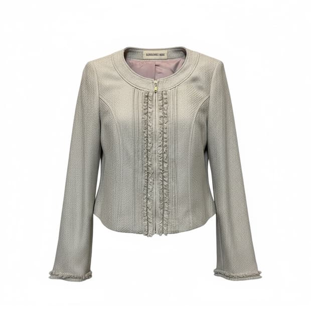 캐서린로스 트위드자켓 프린지 절개라인 디테일 샴페인베이지