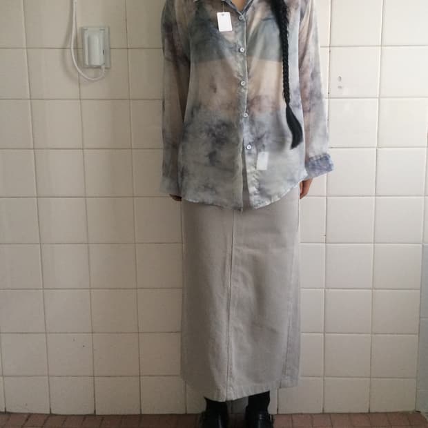 Dyed printing see through shirt