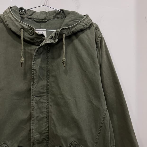 GAP 워시드 코튼 후드 롱 야상 개파카