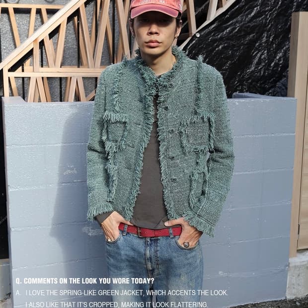 Openyy frayed tweed jacket