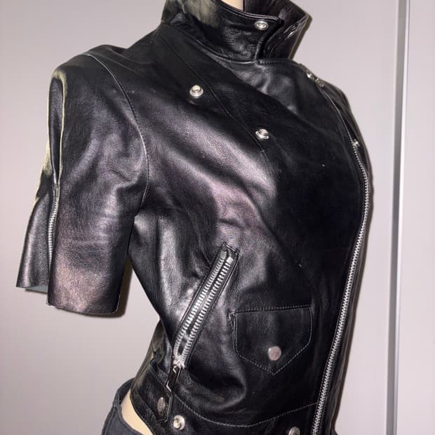 Leather highneck jacket 하이넥 가죽 라이더자켓 락시크