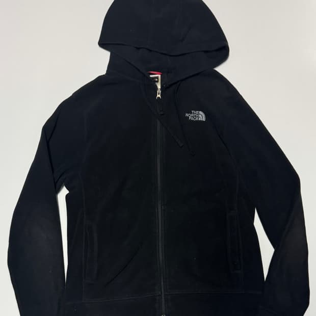 노스페이스 뒷 로고 플리스 후드집업 L 블랙
