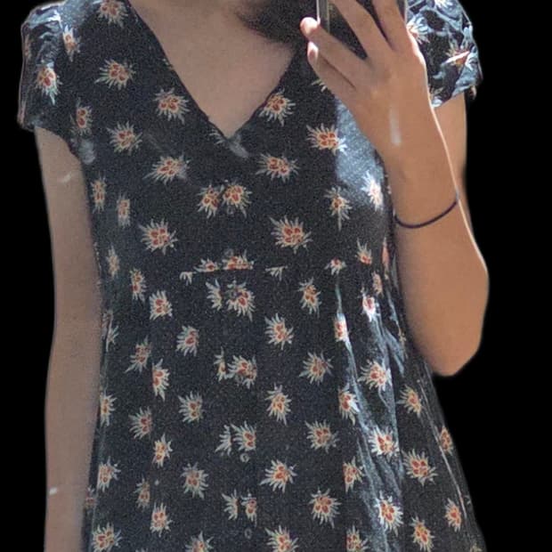 데님앤서플라이 패턴 레이온 미디 원피스[Y36-177]