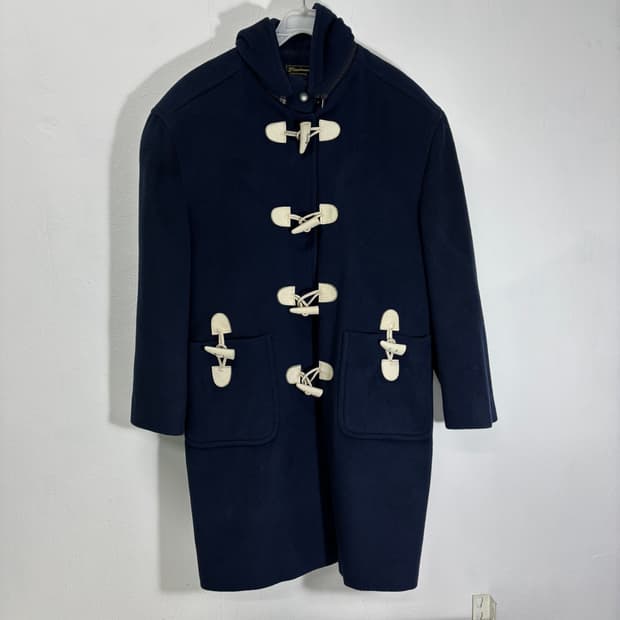 우먼L 빈티지 네이비 더플포인트 후드더플코트