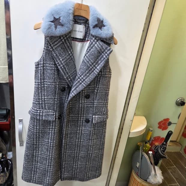 이태리 롱 밍크카라 베스트 코트