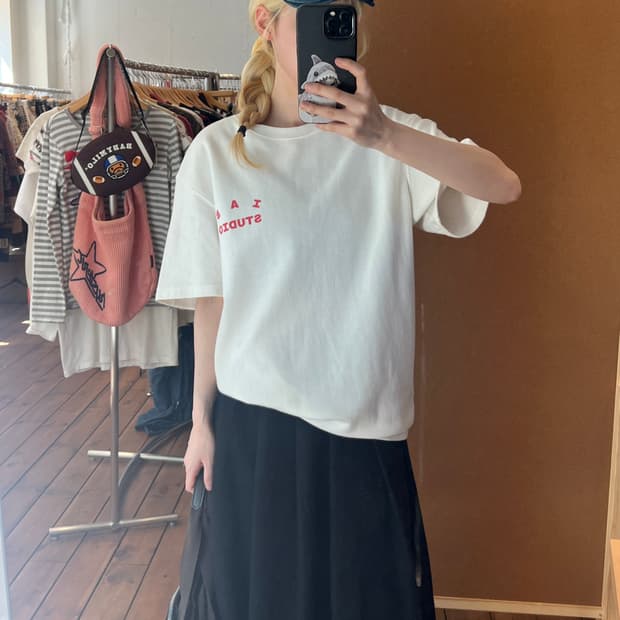 IAB 스튜디오 베이직 화이트 반팔