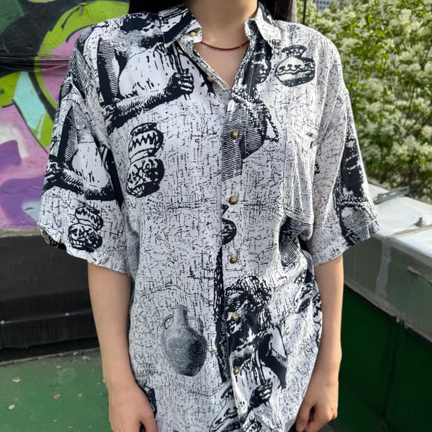 Marc daniels 도기 패턴 반팔 셔츠