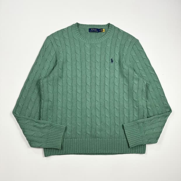 폴로 랄프로렌 클래식 케이블 니트 그린 L