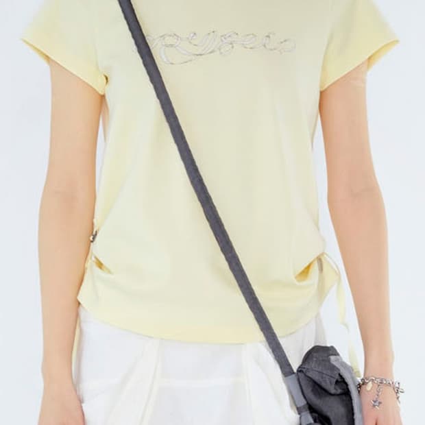 Coyseio Ribbon Side Strap T-Shirt Yellow
