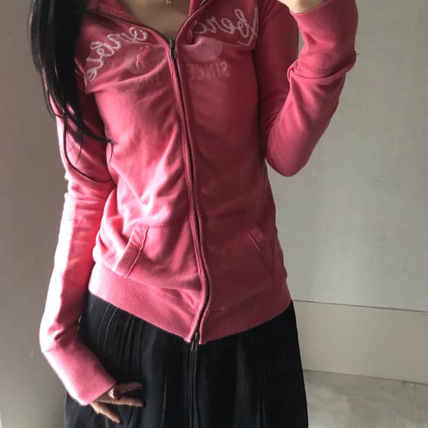 아베크롬비 핑크 딱붙핏 후드집업
