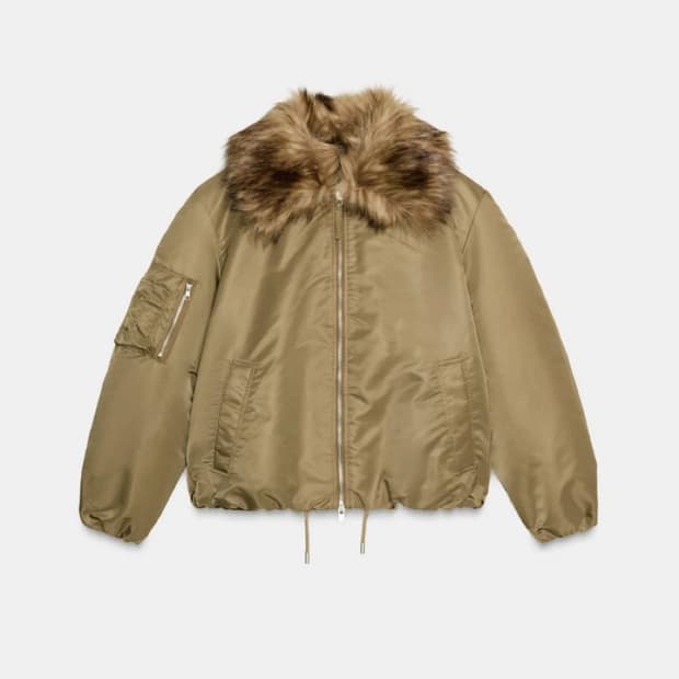 자라 퍼 칼라 봄버 재킷 S