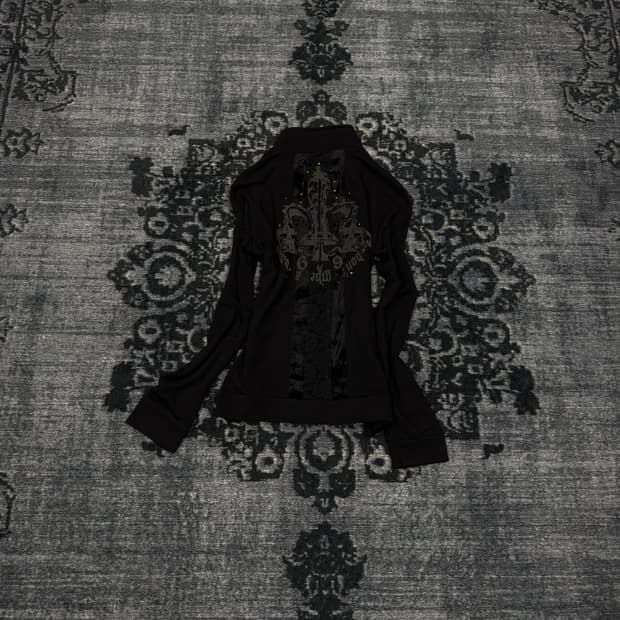 Batsu frill layered cross zip up