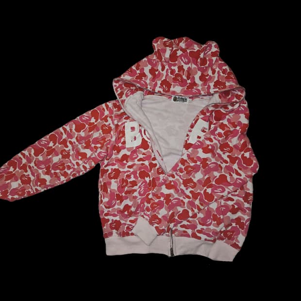 베이프 카모 핑크 후드집업