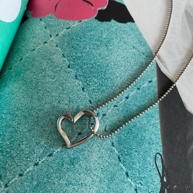 빈티지 주얼리 하트 실버톤 목걸이