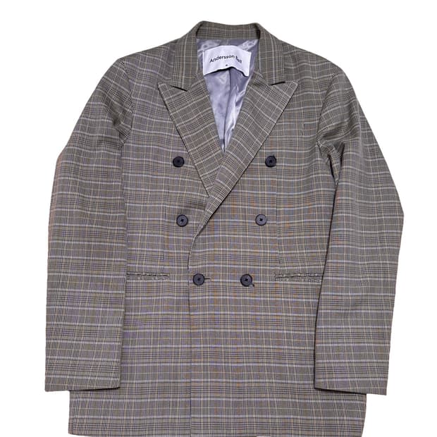 앤더슨벨 체크 더블 브레스티드 자켓