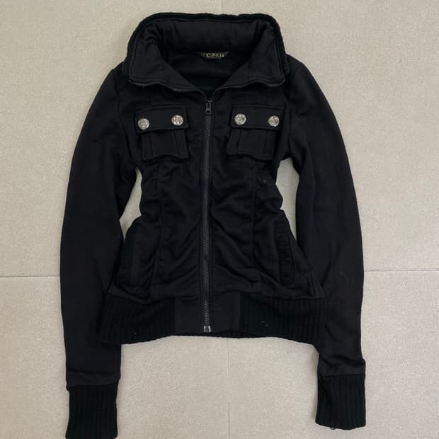 y2k 셔링 블랙 집업