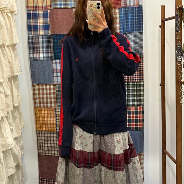 폴로 네이비 레드포인트 면집업