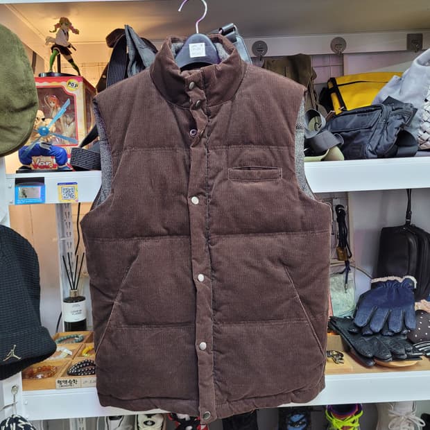 ZARA MAN 자라 코듀로이 브라운 면 그레이 양면 패딩 조끼