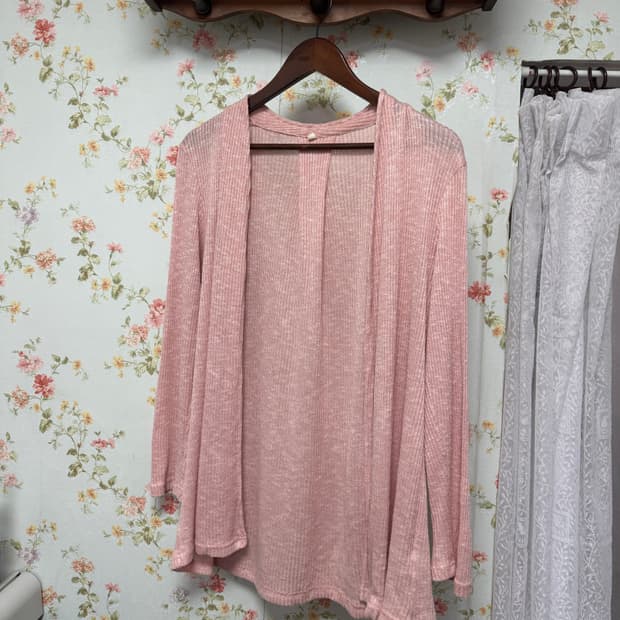 핑크 오픈형 가디건