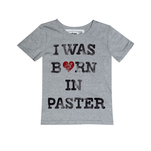 Paster I WAS BORN IN T-SHIRT, GREY