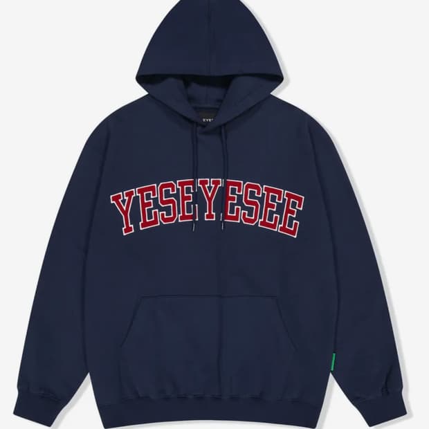 예스아이씨 로고 후드티 네이비
