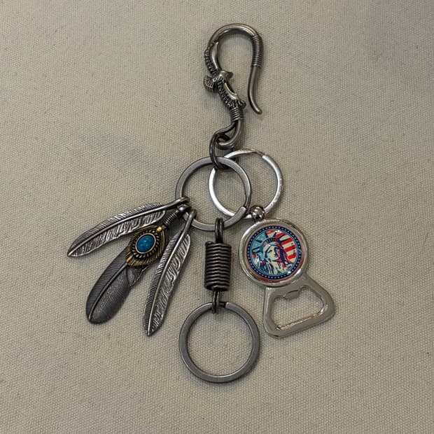 빈티지 터키석 페더 키링