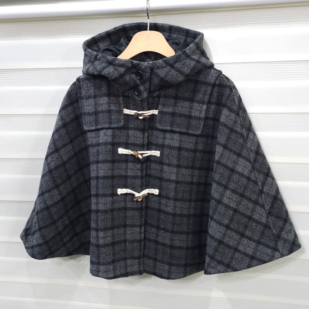 JOURNAL STANDARD 체크울 후드 케이프 망토- 우먼프리