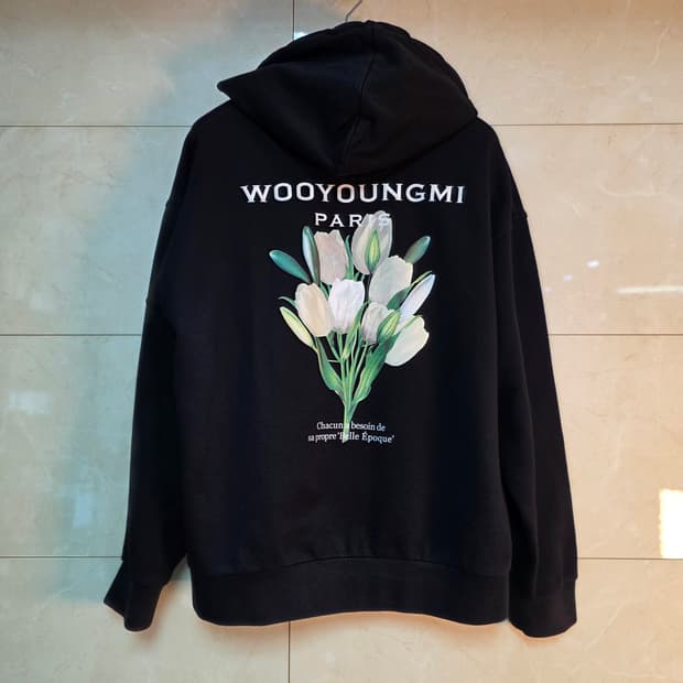 {클로젯}[48]우영미 플라워 백로고 프린팅 후드티