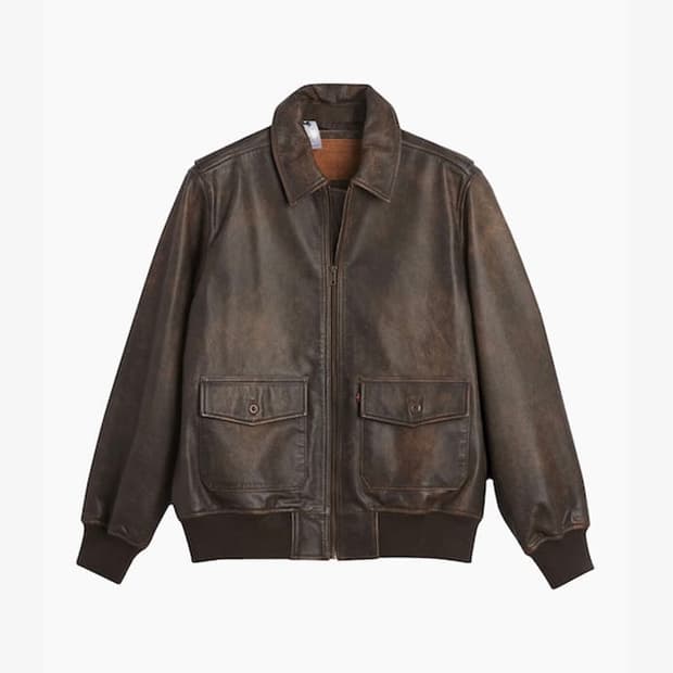 리바이스 클레이튼 레더 에비에이터 A-2 자켓 (브라운 / M)